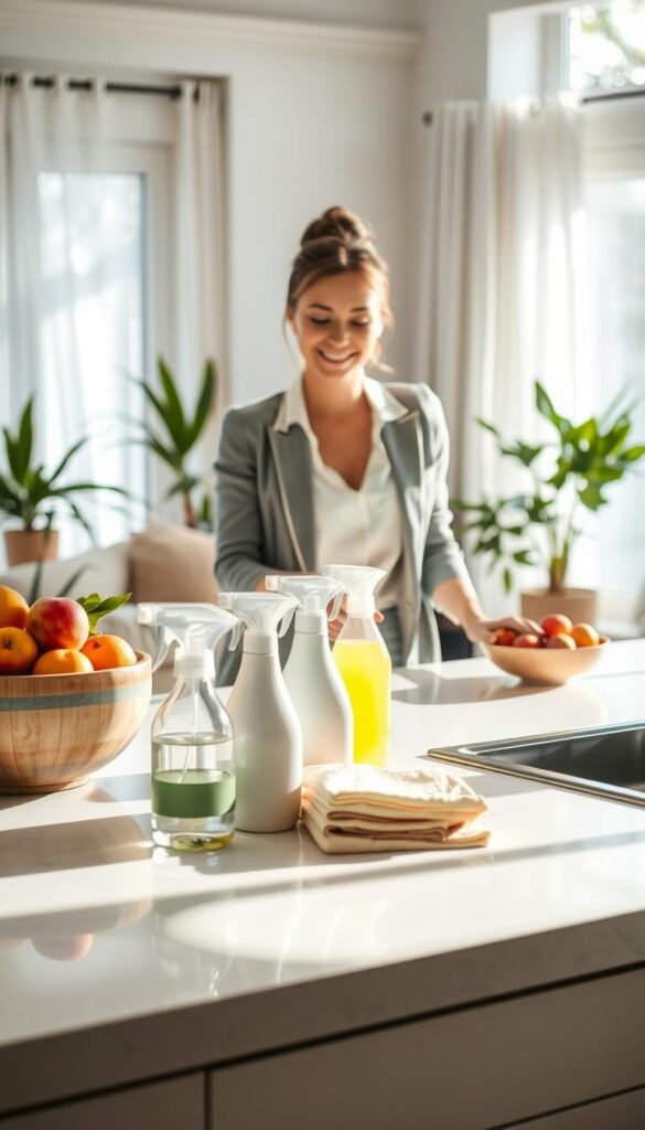 A serene home environment showcasing a simple daily cleaning habit in action.